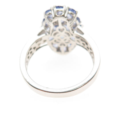 Chuck Clemency 925 Sterling Silver Real Tanzanite Cluster Ring Size 8.25