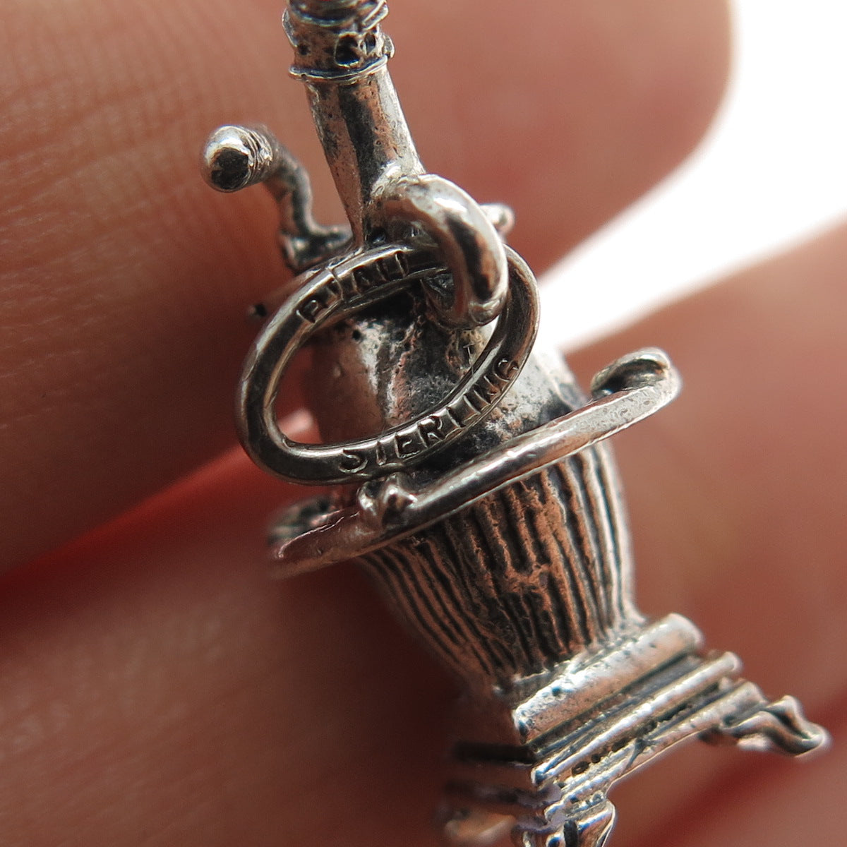 BEAU 925 Sterling Silver Vintage Potbelly Stove Oxidized Mini 3D Charm Pendant