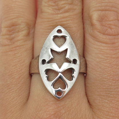 CHAPAL ZENRAY 925 Sterling Silver Vintage Clover Star & Heart Ring Size 9.25