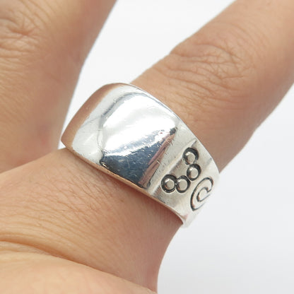 925 Sterling Silver Vintage Etched Ring Size 9