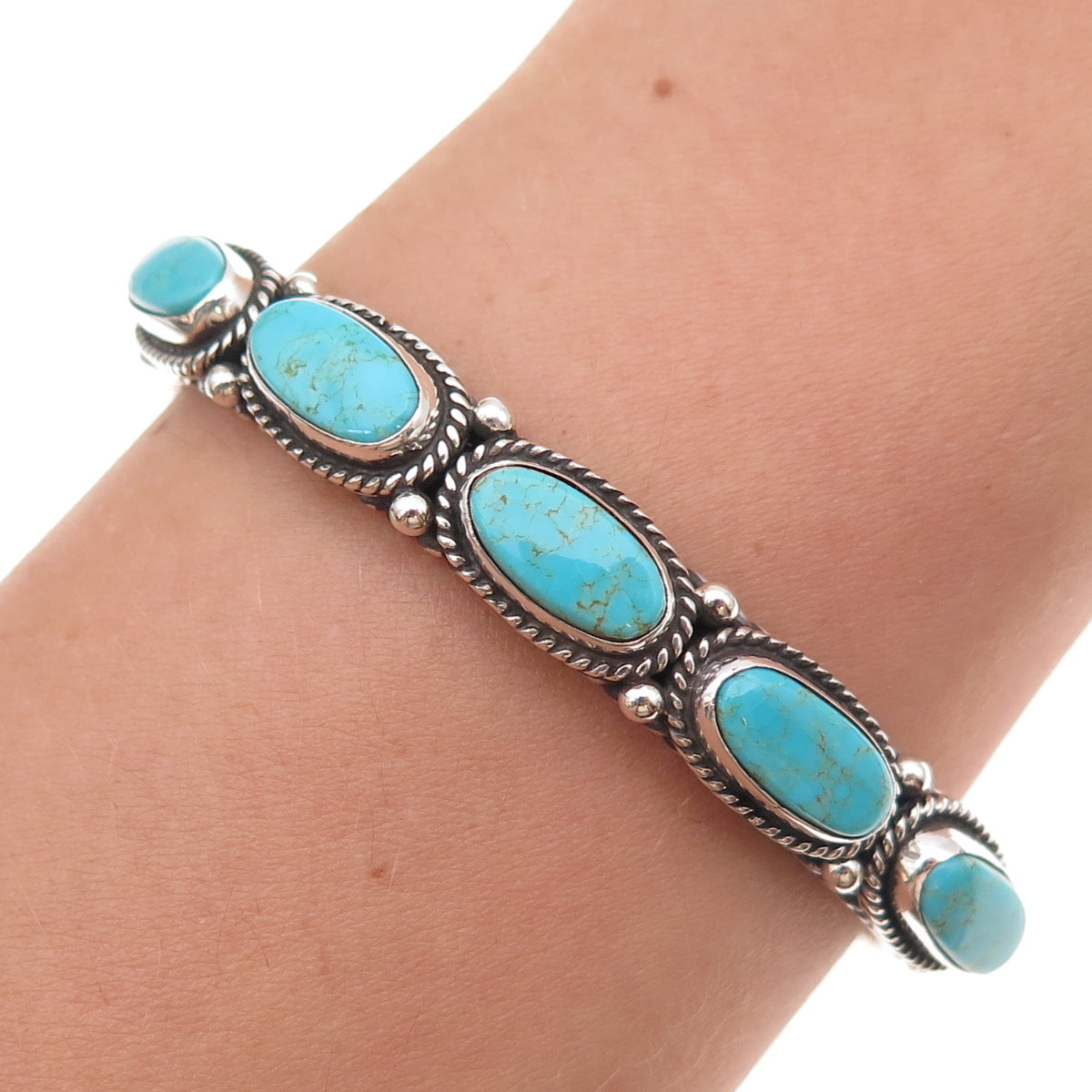 Arlene Soce Navajo Old Pawn Sterling Vintage Turquoise Adjustable Bracelet 5.75"