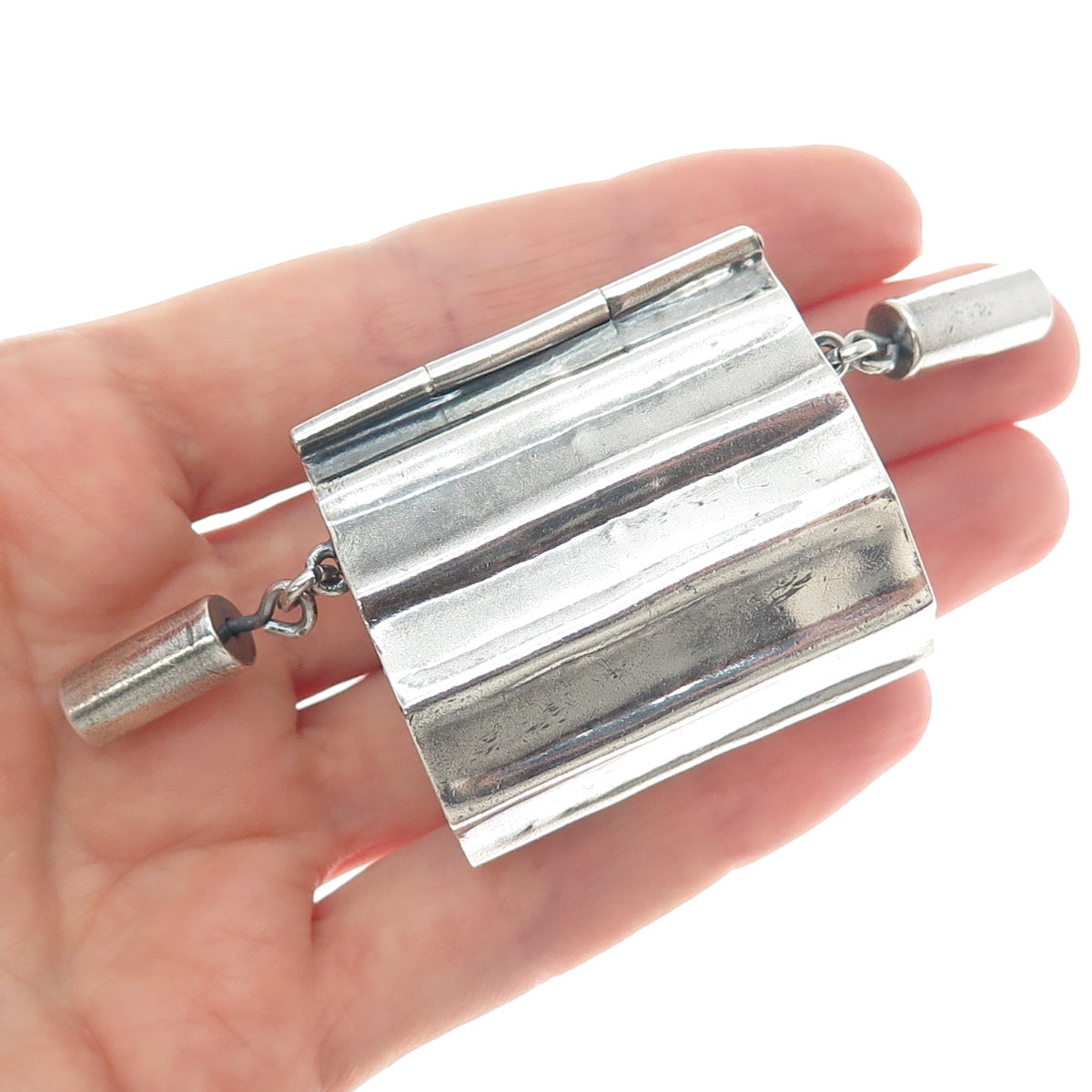 925 Sterling Silver Vintage Mexico Ladies Purse Pill Box Centerpiece Pendant