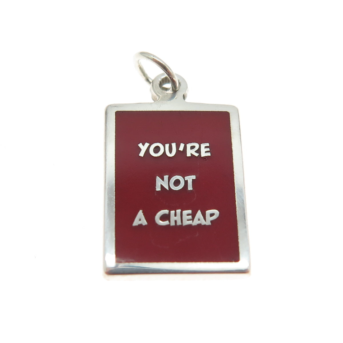 925 Sterling Silver Red Enamel "You're Not A Cheap" Minimalist Charm Pendant