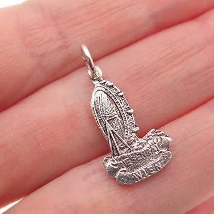 900 Silver Vintage Giant Ferris Wheel Vienna Mini Charm Pendant