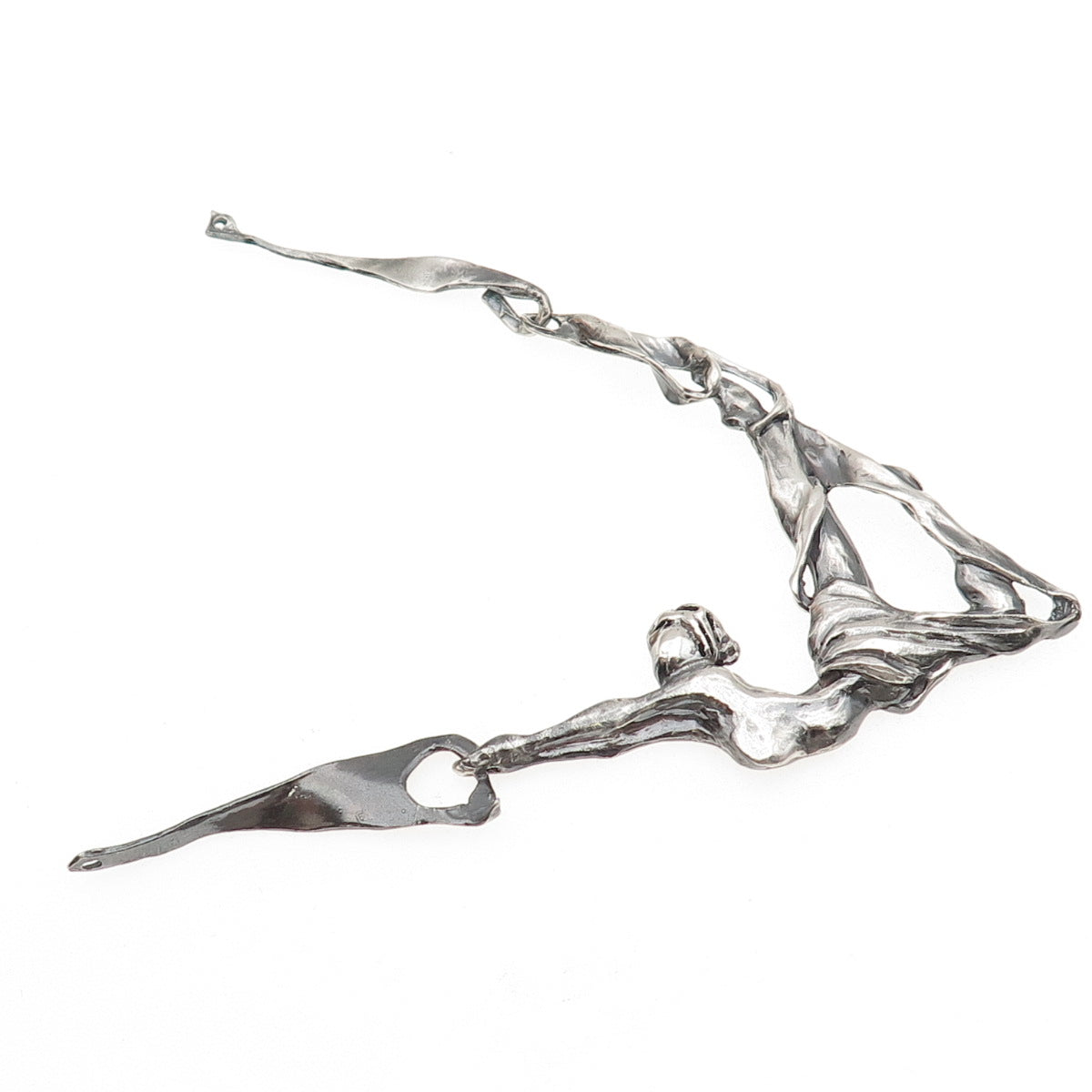 925 Sterling Silver Vintage Dancer Modernist Oxidized Centerpiece of Necklace