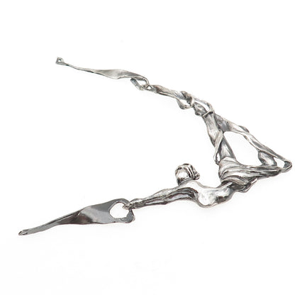 925 Sterling Silver Vintage Dancer Modernist Oxidized Centerpiece of Necklace
