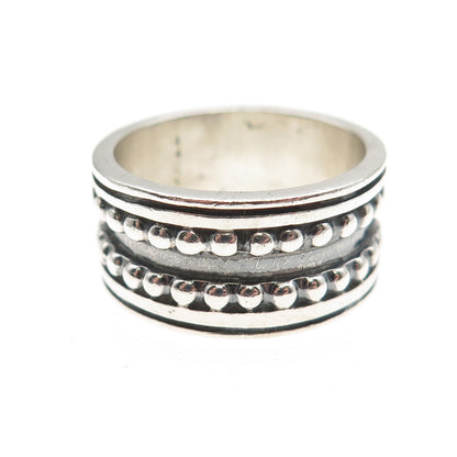 Maria Belen 925 Sterling Silver Vintage Oxidized Beaded Band Ring Size 8