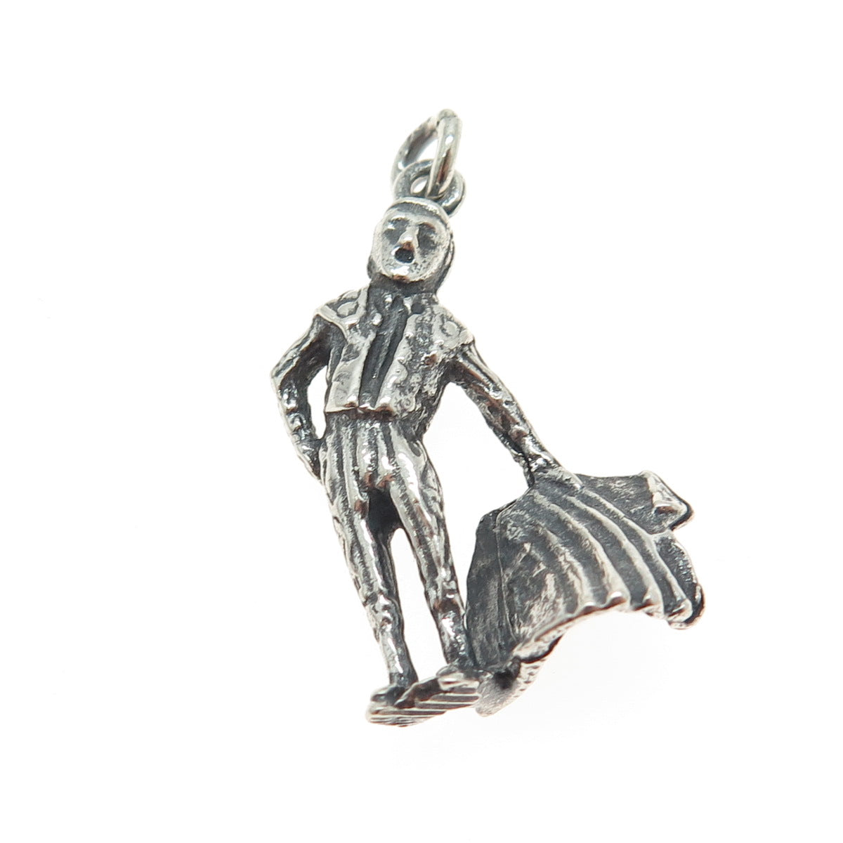 925 Sterling Silver Vintage Bullfighter 3D Pendant