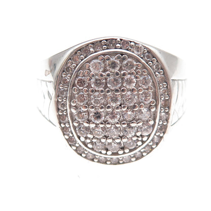 925 Sterling Silver Round-Cut C Z Sparkle Ring Size 11.25