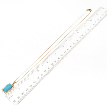 D'Joy Sterling Silver Gold Plated Real Turquoise & Moissanite Chain Necklace 20"