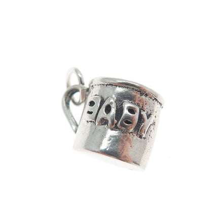 SUNWEST Sterling Silver Vintage Baby Cup Oxidized Minimalist 3D Charm Pendant