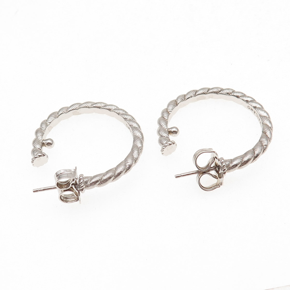 Judith Ripka 925 Sterling Silver Twisted Hoop Earrings