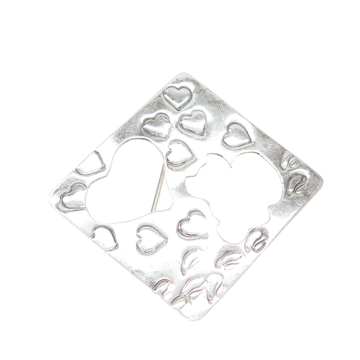 M. SOYKA-HOROSKO 925 Sterling Silver Vintage Modernist Heart Oxidized Pin Brooch