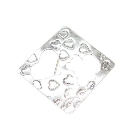 M. SOYKA-HOROSKO 925 Sterling Silver Vintage Modernist Heart Oxidized Pin Brooch