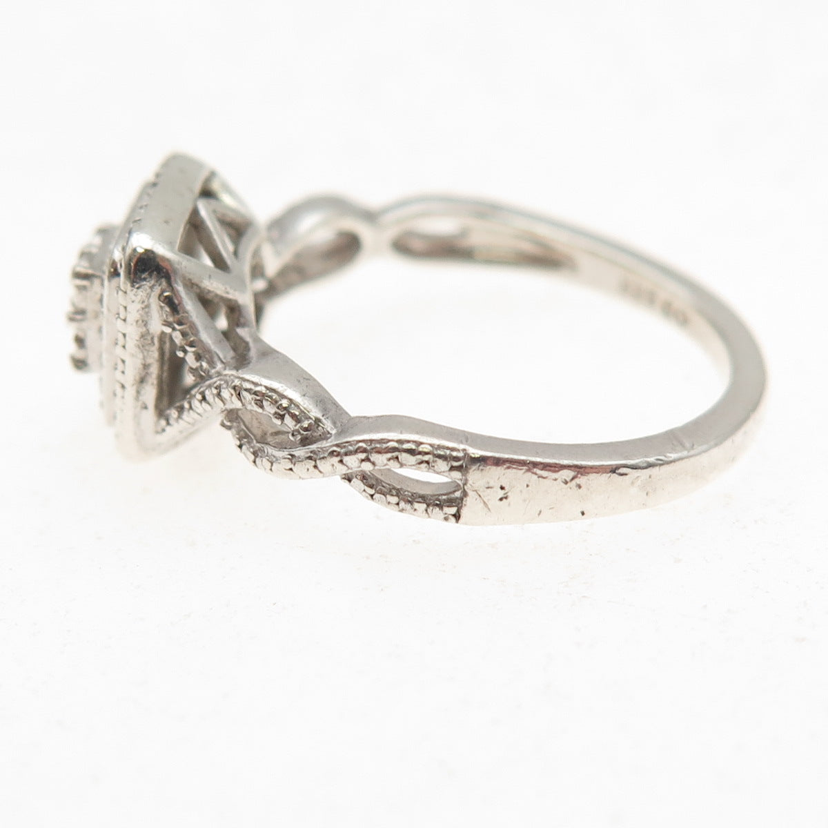 925 Sterling Silver Real Round-Cut Diamond Promise Ring Size 7