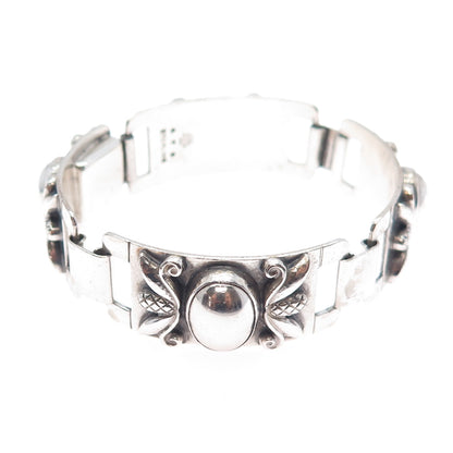 GEORG JENSEN 925 Sterling Silver Antique Acorn Panel Link Bracelet 6.75" #478