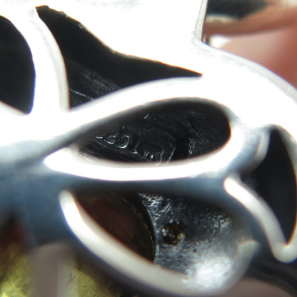 14K Gold & 925 Sterling Silver Vintage Real Diamond & Peridot Heart Pendant