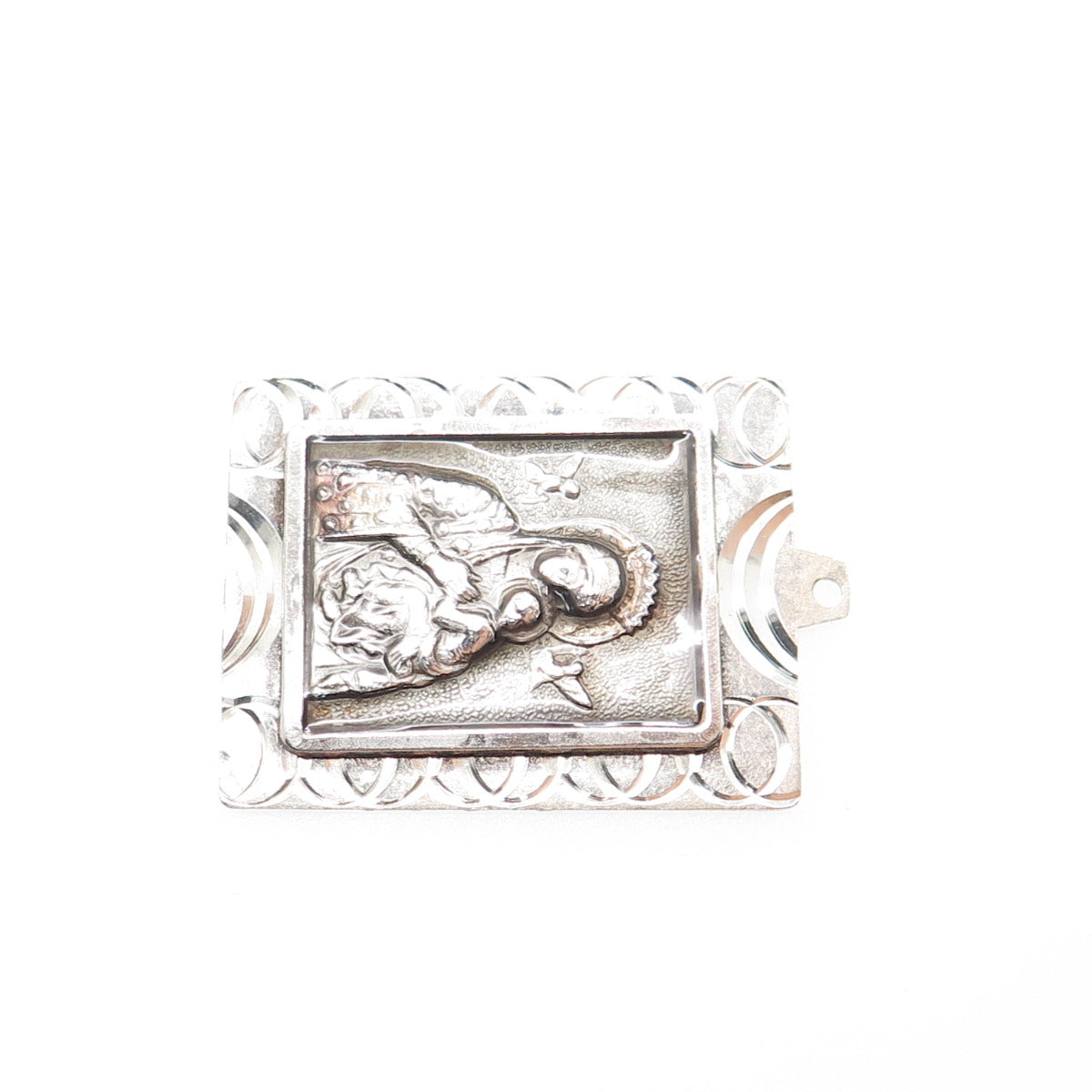 925 Sterling Silver Vintage A90 St. Mary & Jesus Religious Medal Charm Pendant