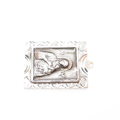 925 Sterling Silver Vintage A90 St. Mary & Jesus Religious Medal Charm Pendant