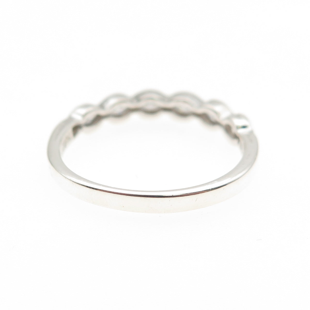 925 Sterling Silver Round-Cut C Z Half Eternity Band Ring Size 8