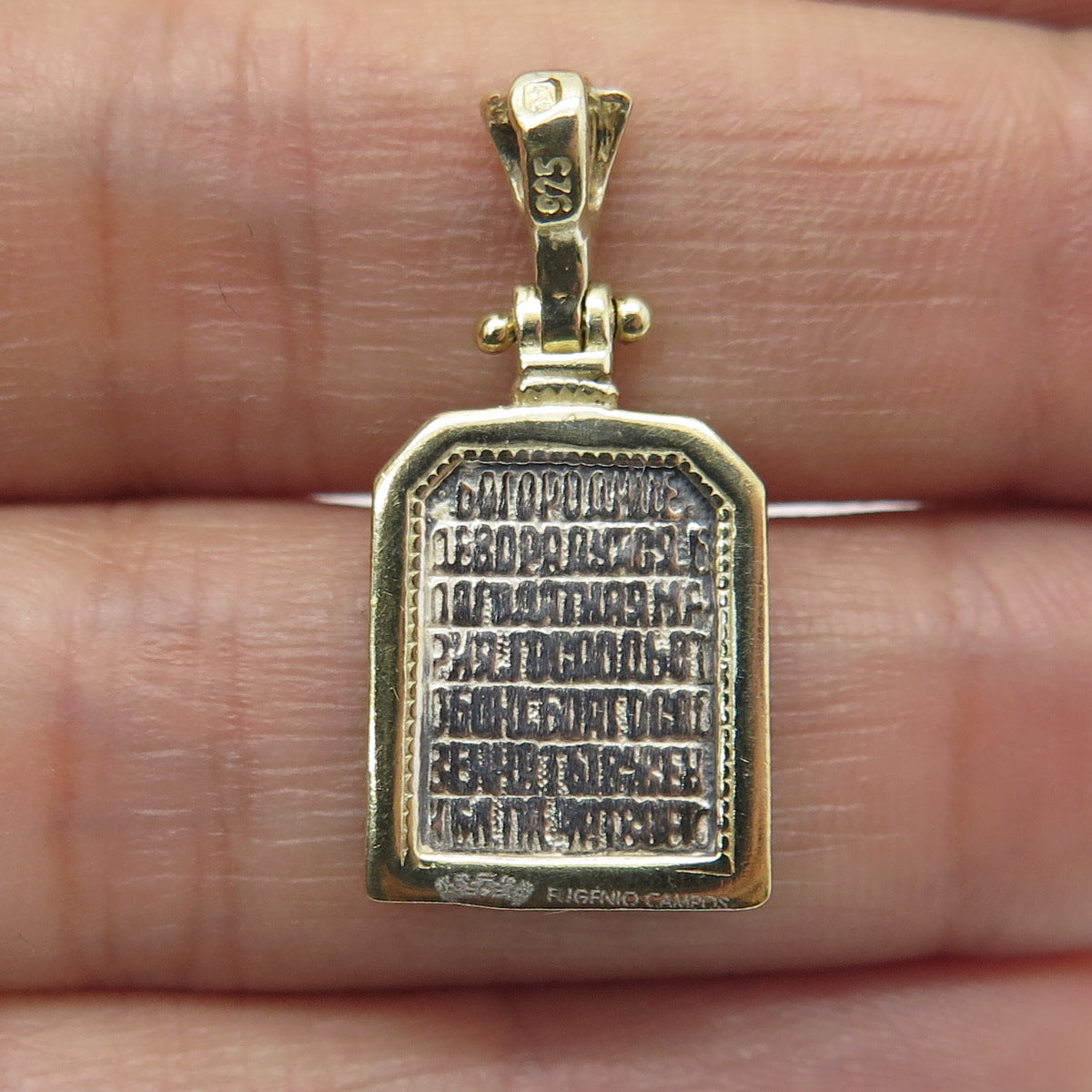 EUGENIO CAMPOS Sterling Silver 2-Tone Vintage St. Mary & Jesus Religious Pendant