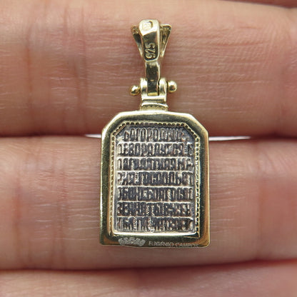 EUGENIO CAMPOS Sterling Silver 2-Tone Vintage St. Mary & Jesus Religious Pendant