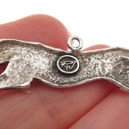 Rebecca Ward 925 Sterling Silver Vintage Running Cheetah Oxidized Charm Pendant