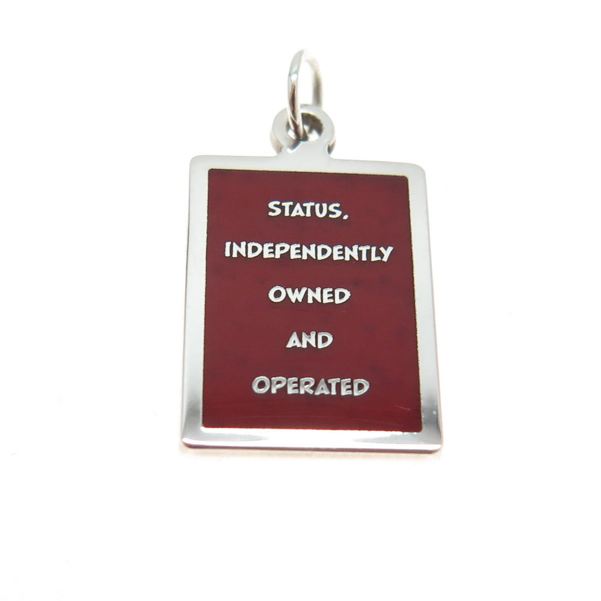 925 Sterling Silver Enamel "Status Independently Owned & Operated" Charm Pendant