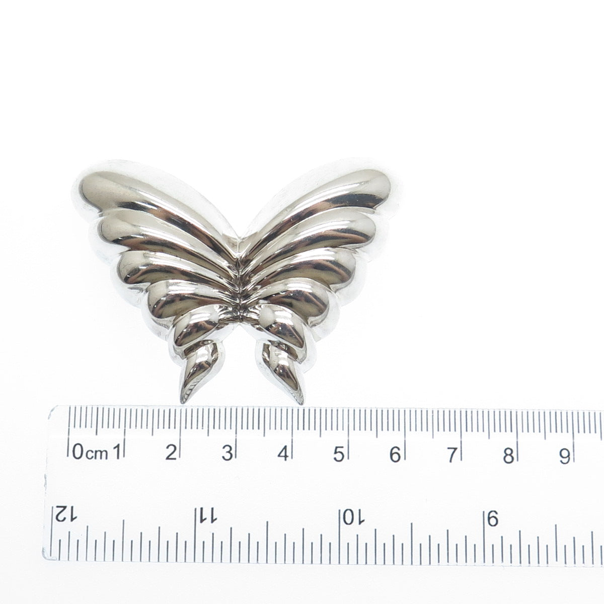 JONDELL 925 Sterling Silver Vintage Spain Puffy Butterfly Pin Brooch