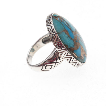 Felicia Design 925 Sterling Silver Vintage Real Mohave Turquoise Ring Size 7.25