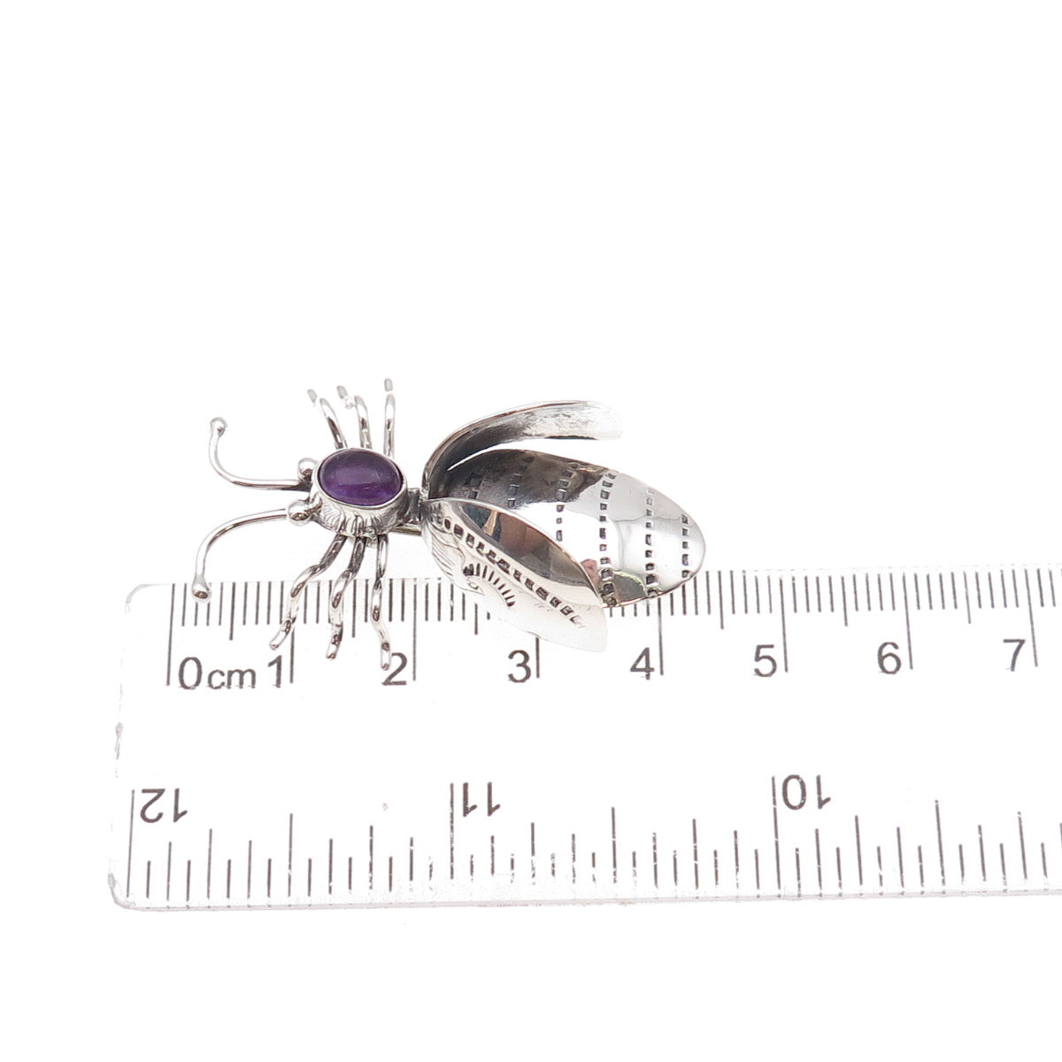 Edison Largo Navajo Old Pawn 925 Sterling Silver Vintage Amethyst Bee Pin Brooch