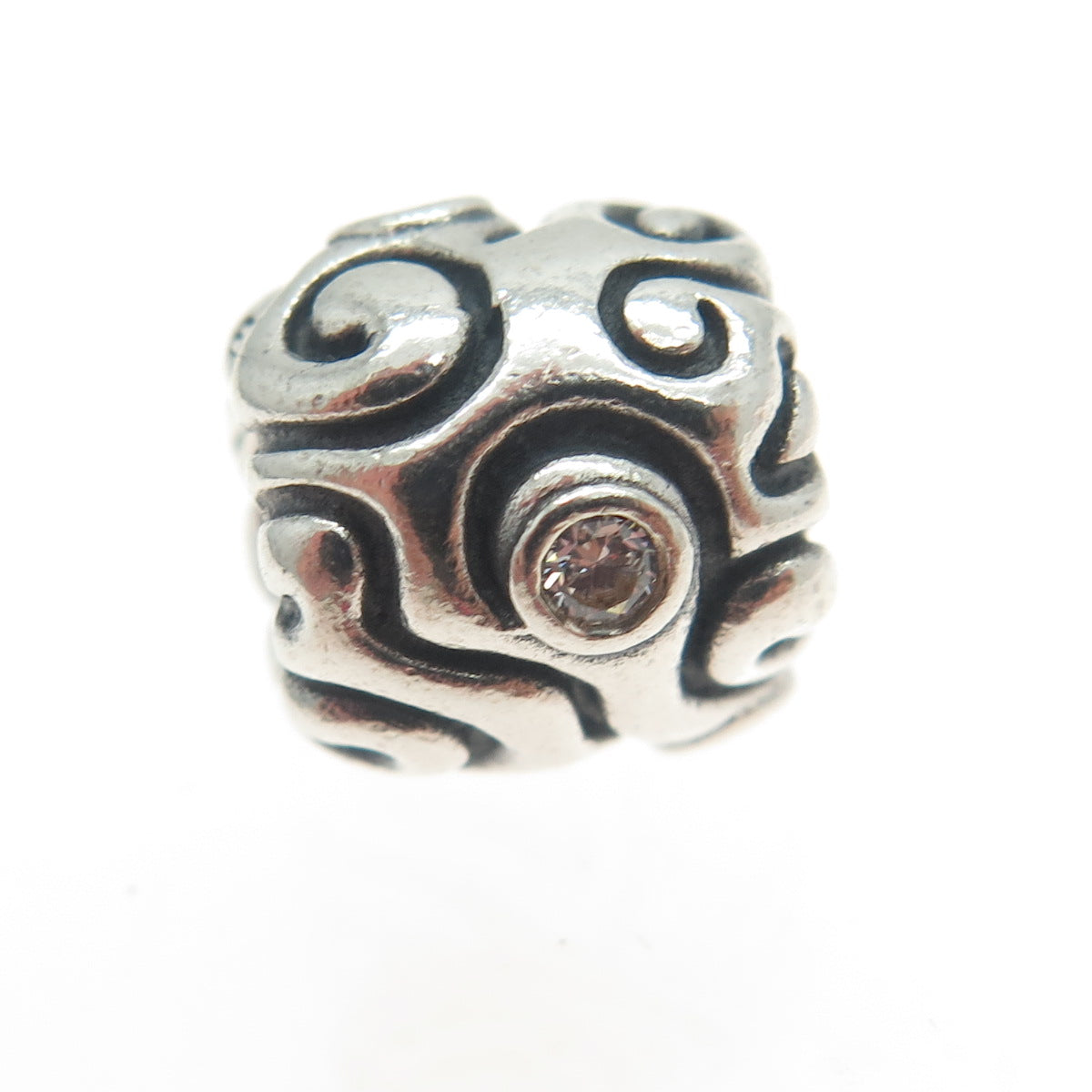 PANDORA 925 Sterling Silver Vintage Round-Cut C Z Daydream Bead Charm