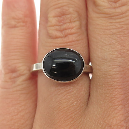 KALIBRE 925 Sterling Silver Vintage 1983 Real Black Onyx Gemstone Ring Size 6