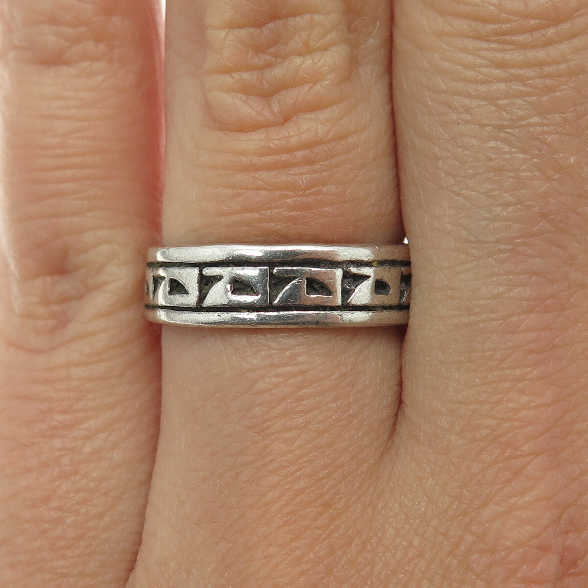 SUN WEST 925 Sterling Silver Vintage Native Symbol Band Ring Size 7