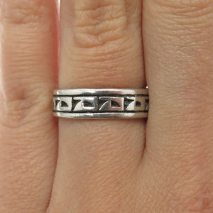 SUN WEST 925 Sterling Silver Vintage Native Symbol Band Ring Size 7
