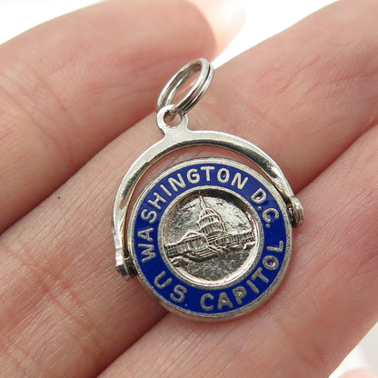 FRENCH & FRANKLIN 925 Sterling Silver Vintage Enamel Washington DC Pendant