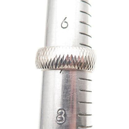 925 Sterling Silver Vintage Diamond-Cut Band Ring Size 7