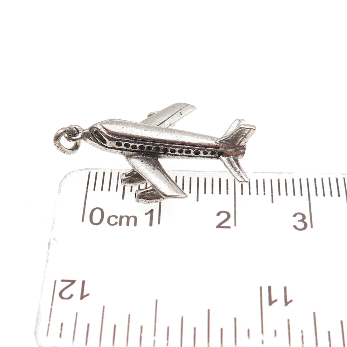 925 Sterling Silver Vintage Airplane 3D Charm Pendant