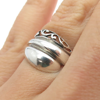JEZLAINE 925 Sterling Silver Vintage Modernist Bypass Ring Size 7