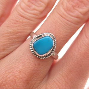 925 Sterling Silver Vintage Real Bisbee Turquoise Oxidized Ring Size 6.25