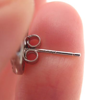 925 Sterling Silver Oval & Round-Cut C Z Stud Earrings