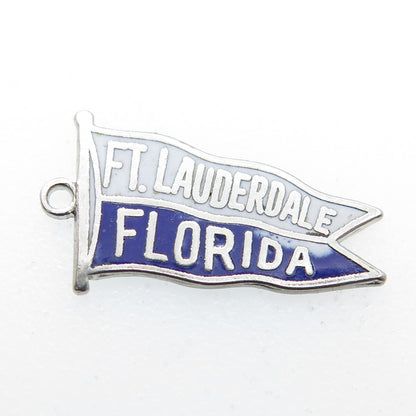FRENCH & FRANKLIN Sterling Silver Vintage Enamel Fort Lauderdale FL Mini Pendant