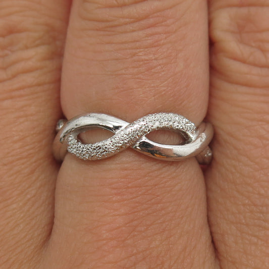 925 Sterling Silver All Around Infinity Link Band Ring Size 7.25