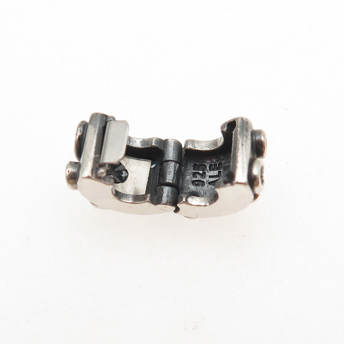 PANDORA 925 Sterling Silver Round-Cut Blue C Z Tendril Clip Charm