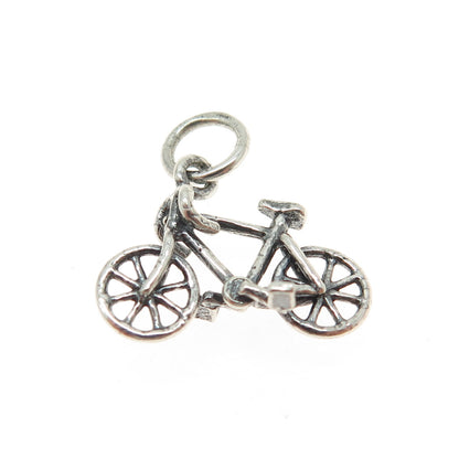 925 Sterling Silver Antique Art Deco Bicycle 3D Charm Pendant