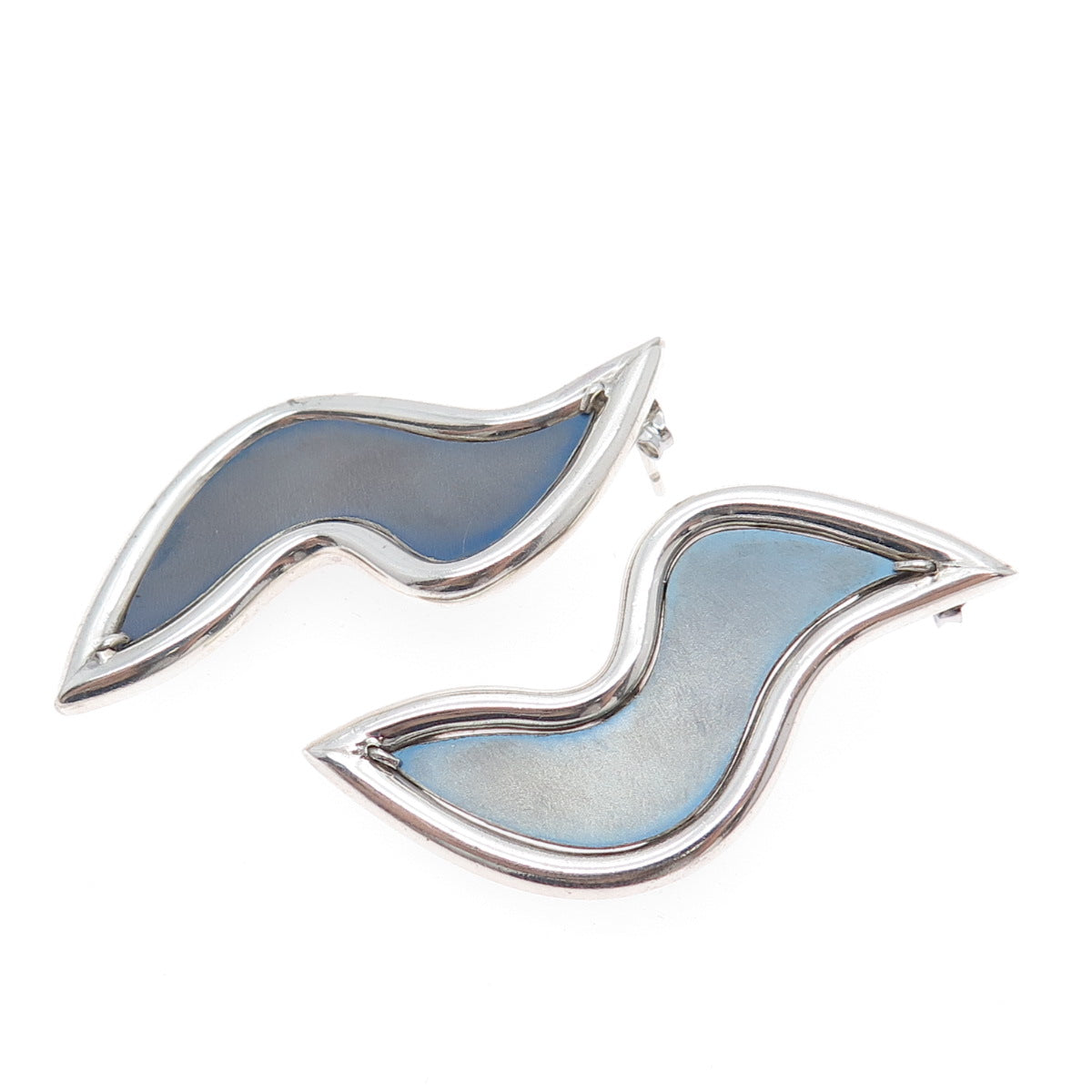 925 Sterling Silver Vintage Enamel Modernist Dangle Earrings