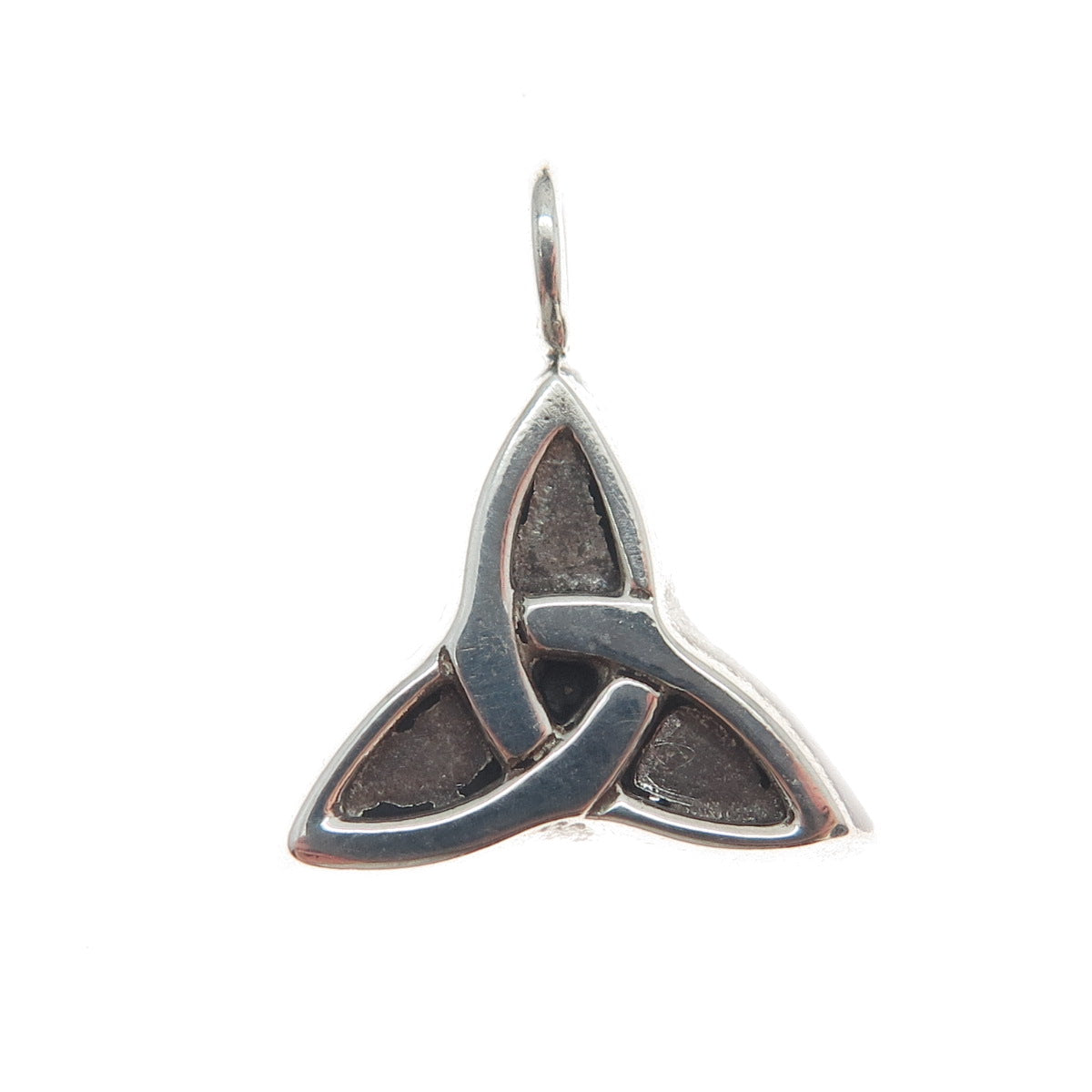 925 Sterling Silver Vintage Celtic Trinity Knot Oxidized Minimalist Pendant