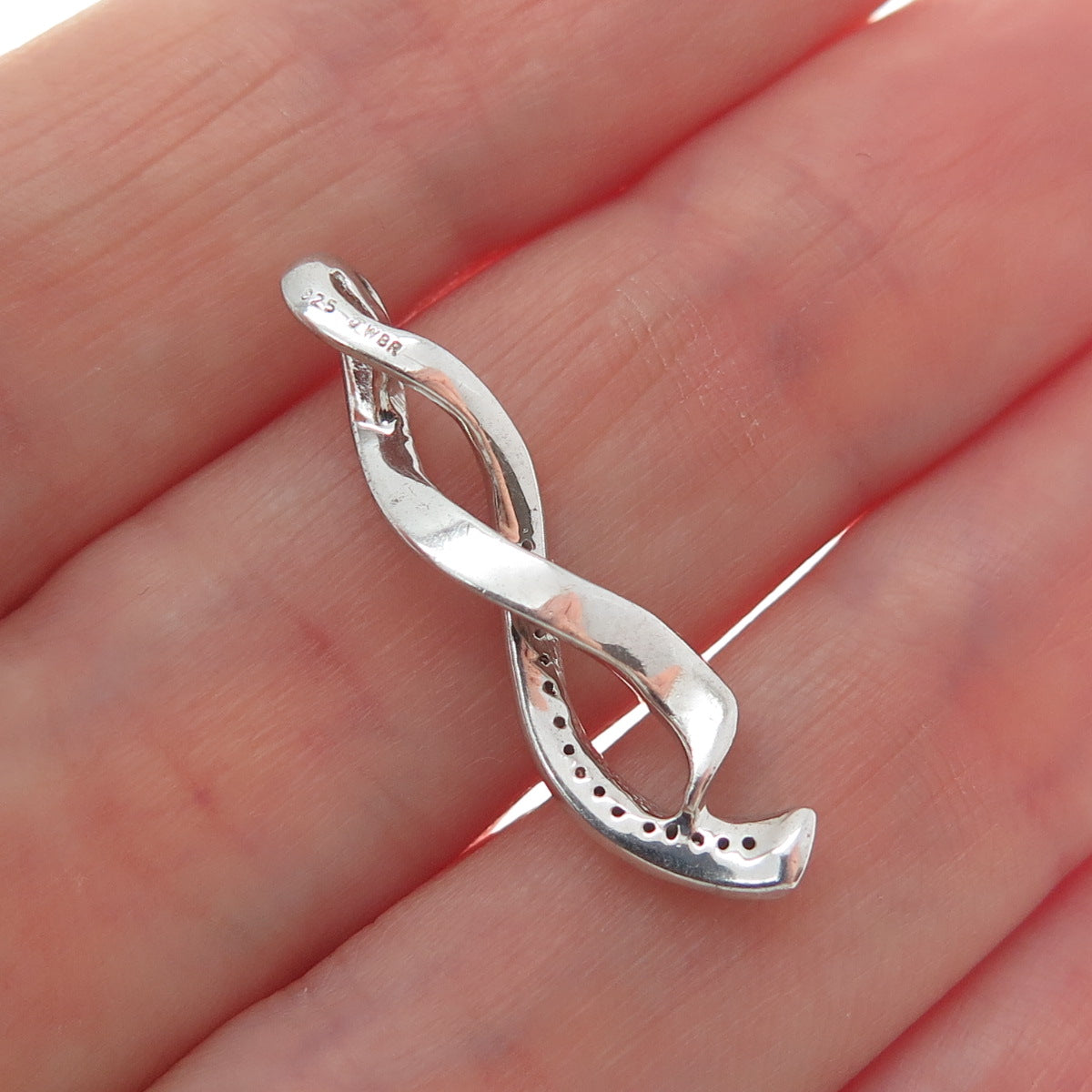 JANE SEYMOUR 925 Sterling Silver Real Round-Cut Diamond Twisted Charm Pendant