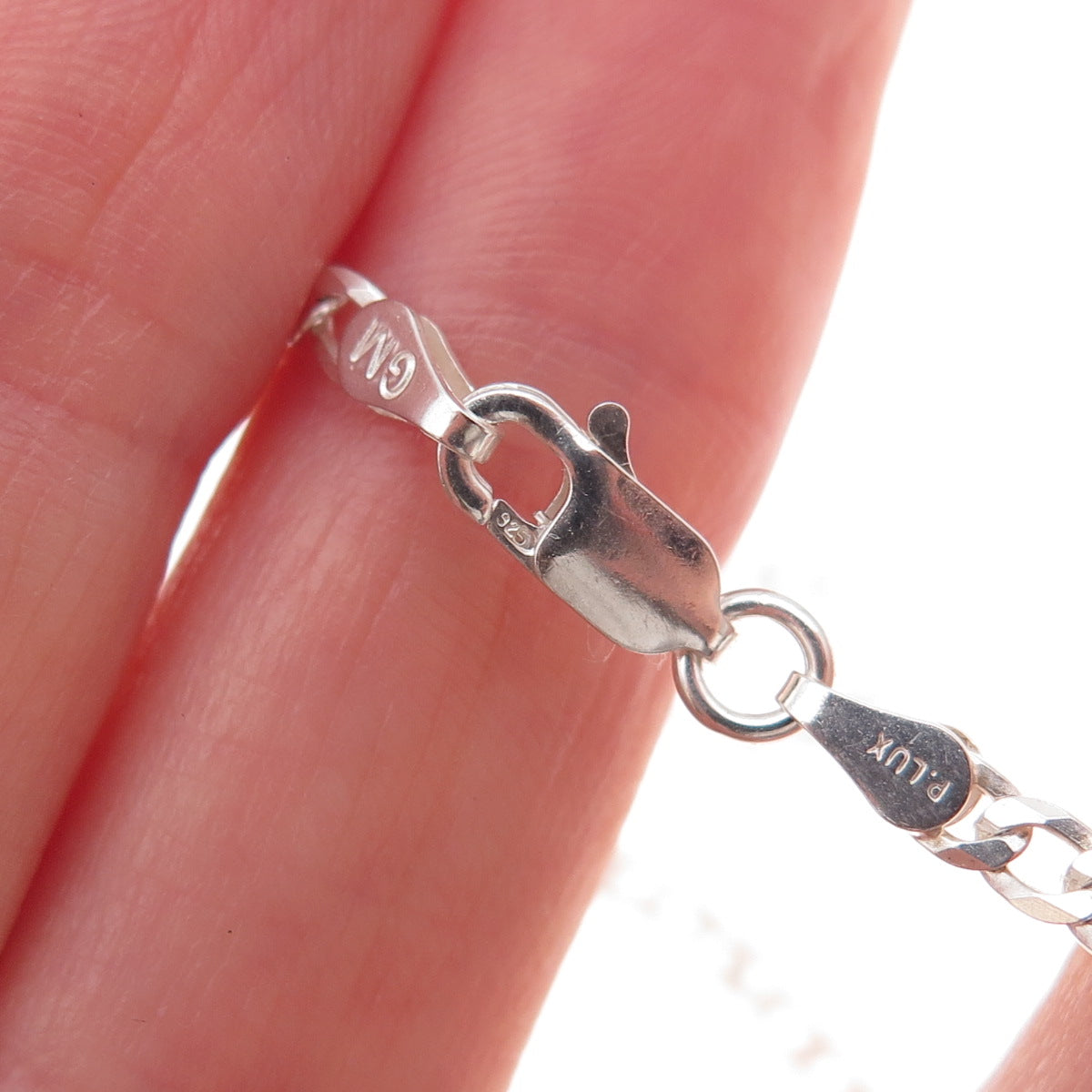 P. Lux 925 Sterling Silver Italy Curb Chain Necklace 20"