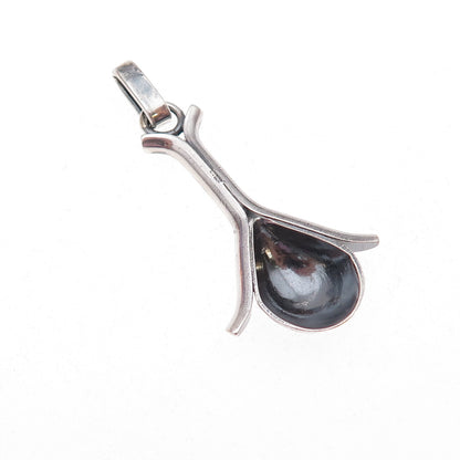925 Sterling Silver Vintage Modernist Oxidized Charm Pendant